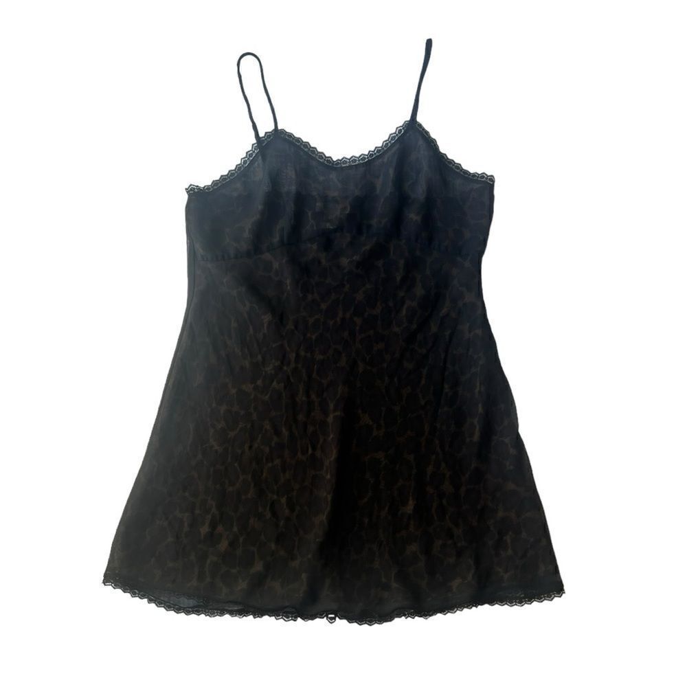 Private Luxuries Black Leopard & Lace Lingerie  Reversible Slip Dress sz XL